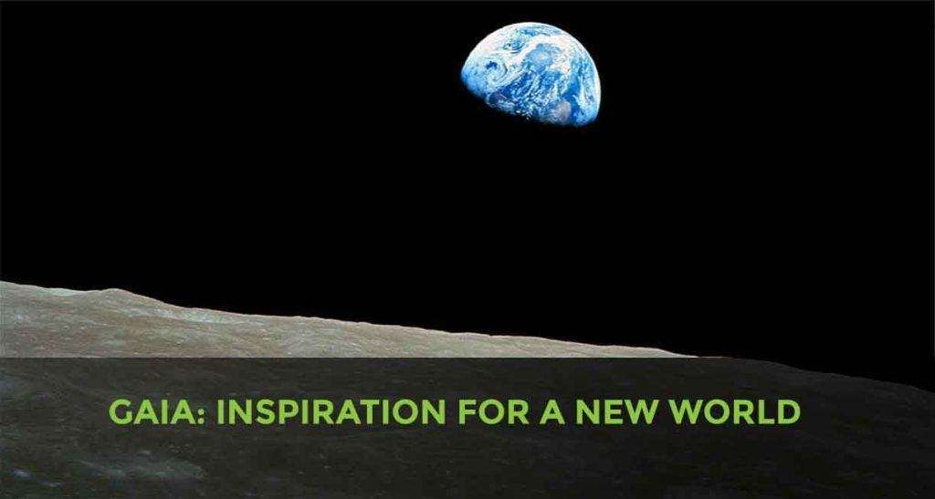 This image portrays a view of the Earth from the moon's surface, accompanied by the phrase 